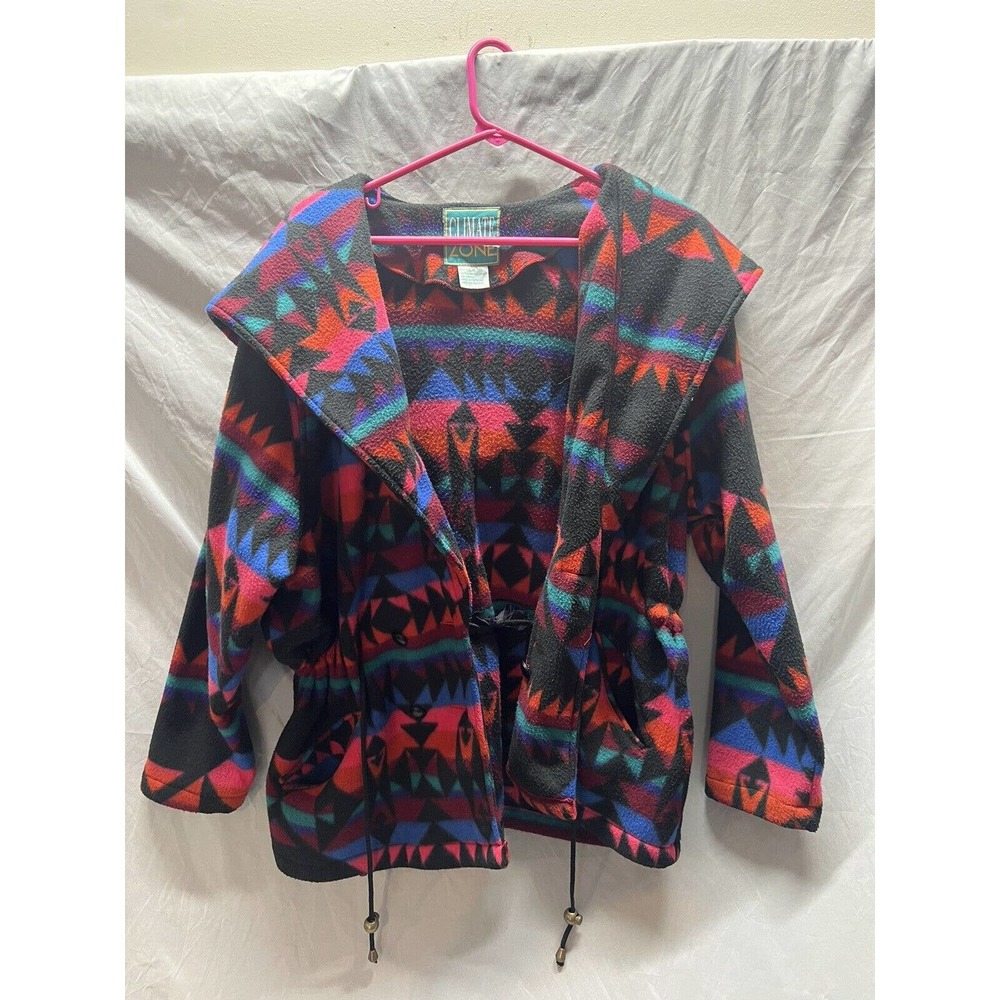 CLIMATE ZONE Vintage Fleece Jacket Size Medium Colorful 80s / 90s
